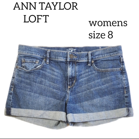 ANN TAYLOR LOFT  DENIM ROLL SHORTS SIZE 8 PRE OWNED - Picture 1 of 11
